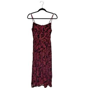 Altar’d State Burgundy Velvet Burnout Maxi Dress S Fairy Grunge Whimsigoth Y2K